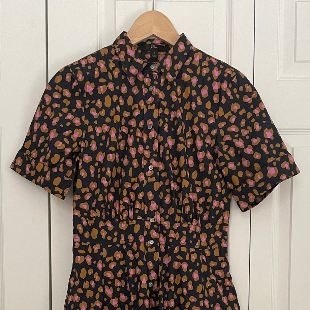J. Crew Navy, Pink, Tan A-line Shirt Dress